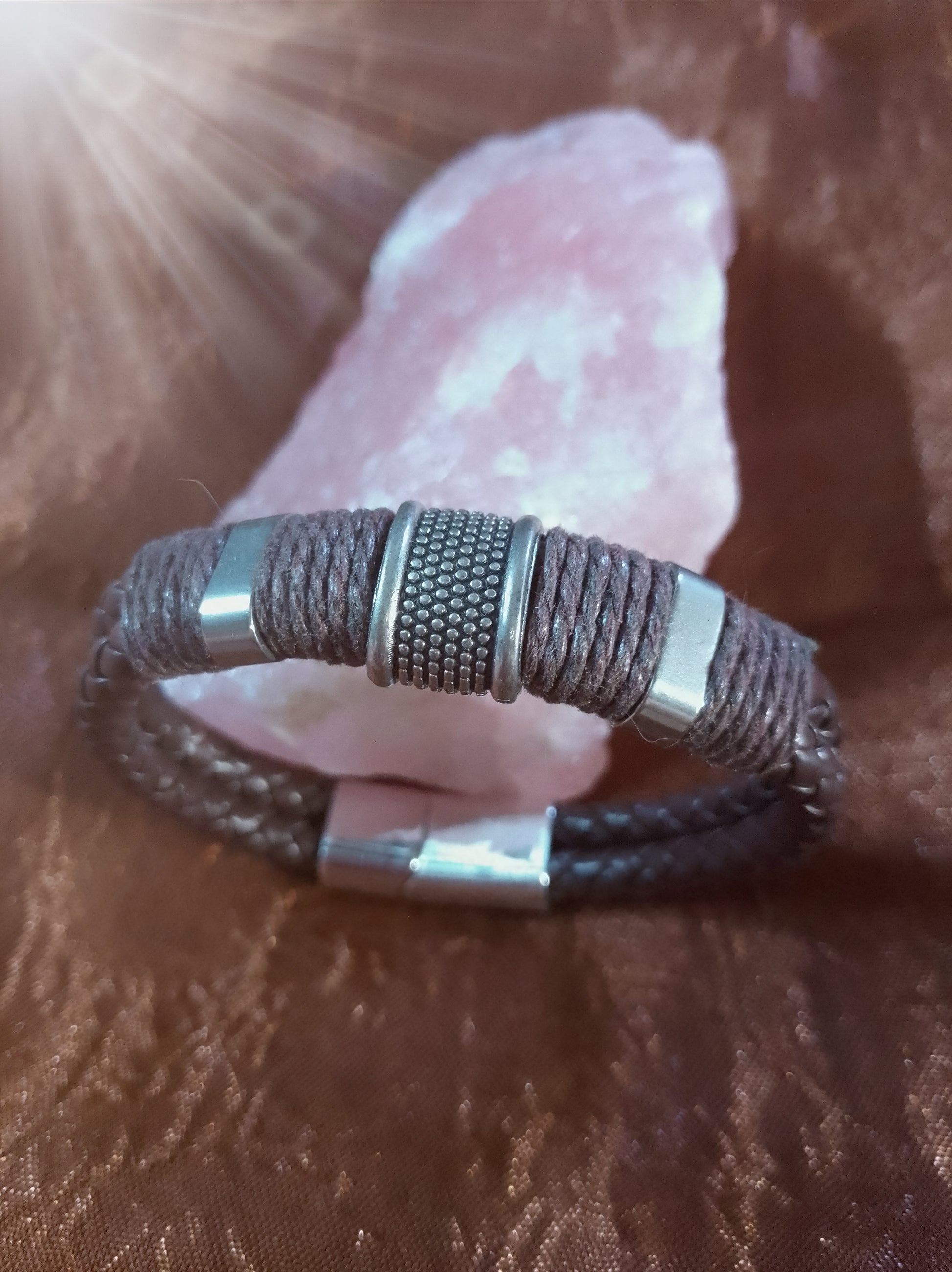 bracelet en cuir marron de 21 cm