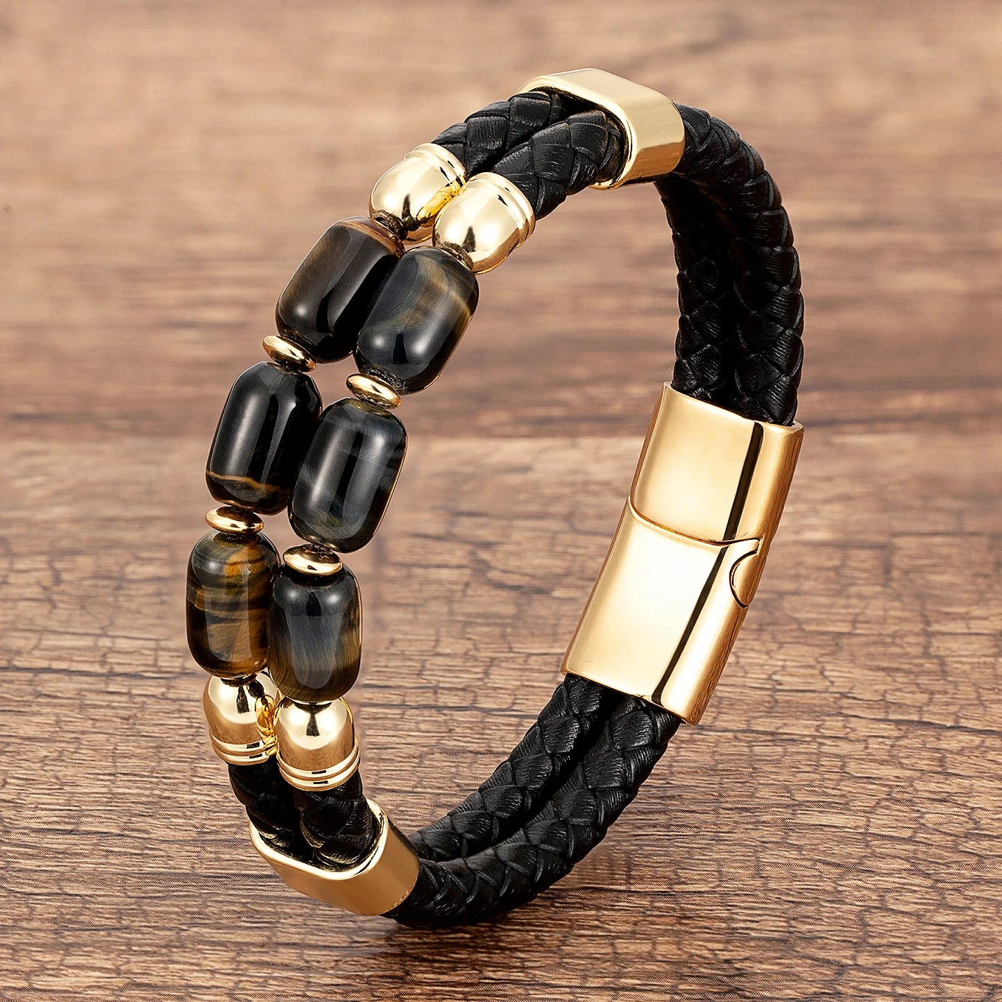Bracelet cuir et Oeil de Faucon