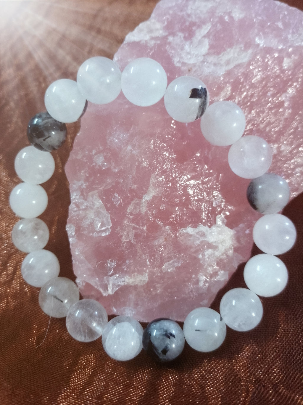 Bracelet en pierre Quartz-Tourmaline Noire