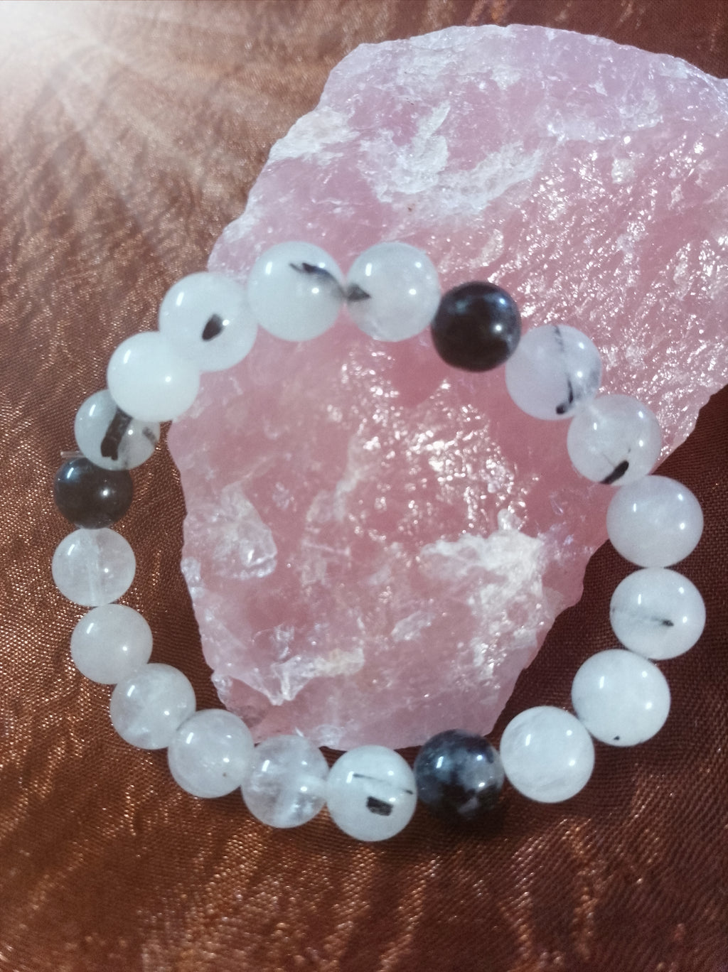 Bracelet en pierre Quartz-Tourmaline Noire