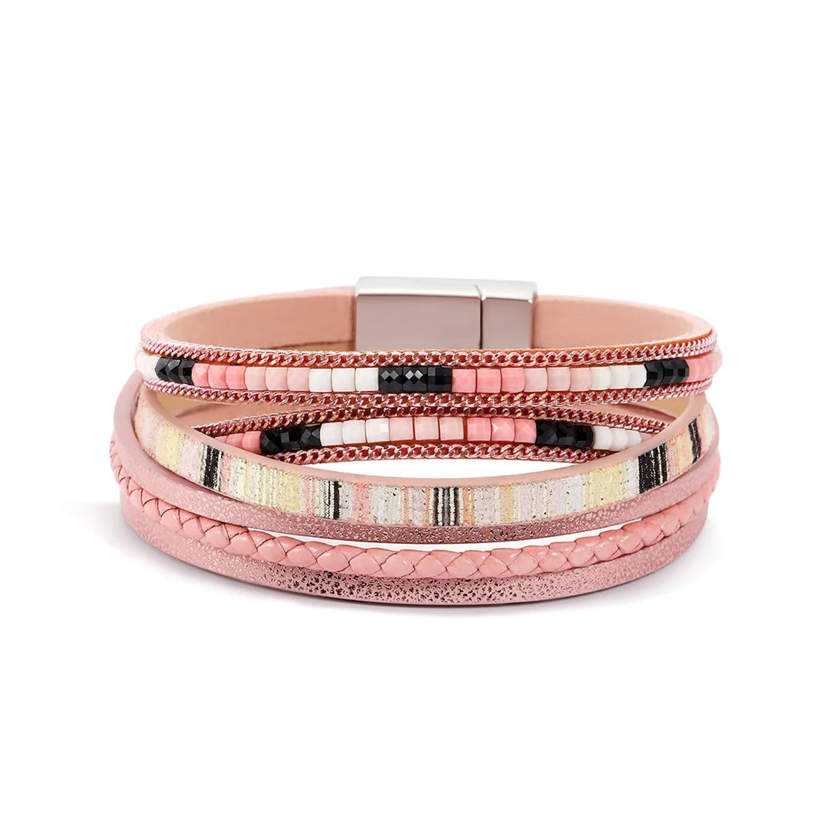 Bracelet cuir rose