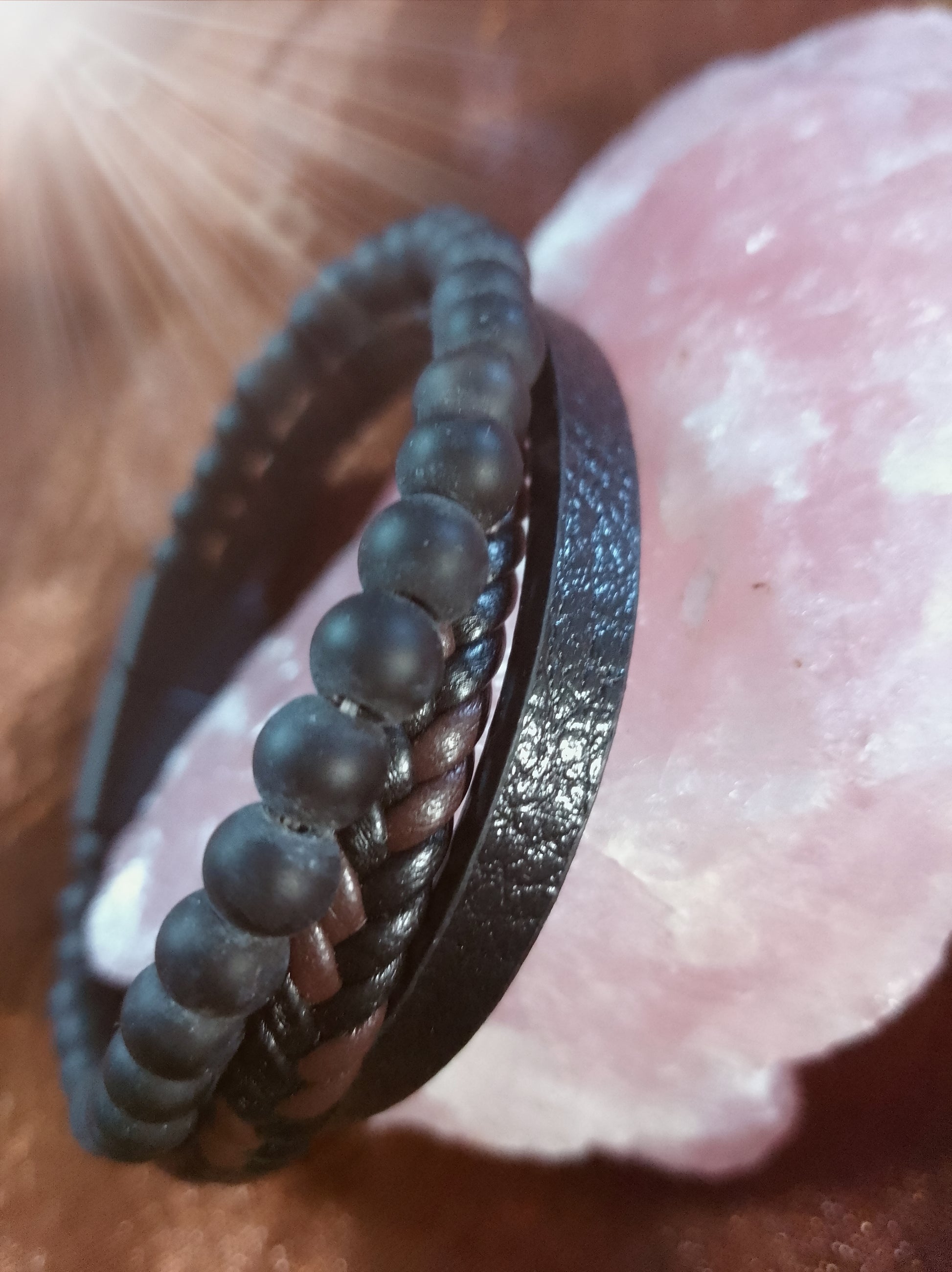 Bracelet en cuir marron-noir de 21 cm