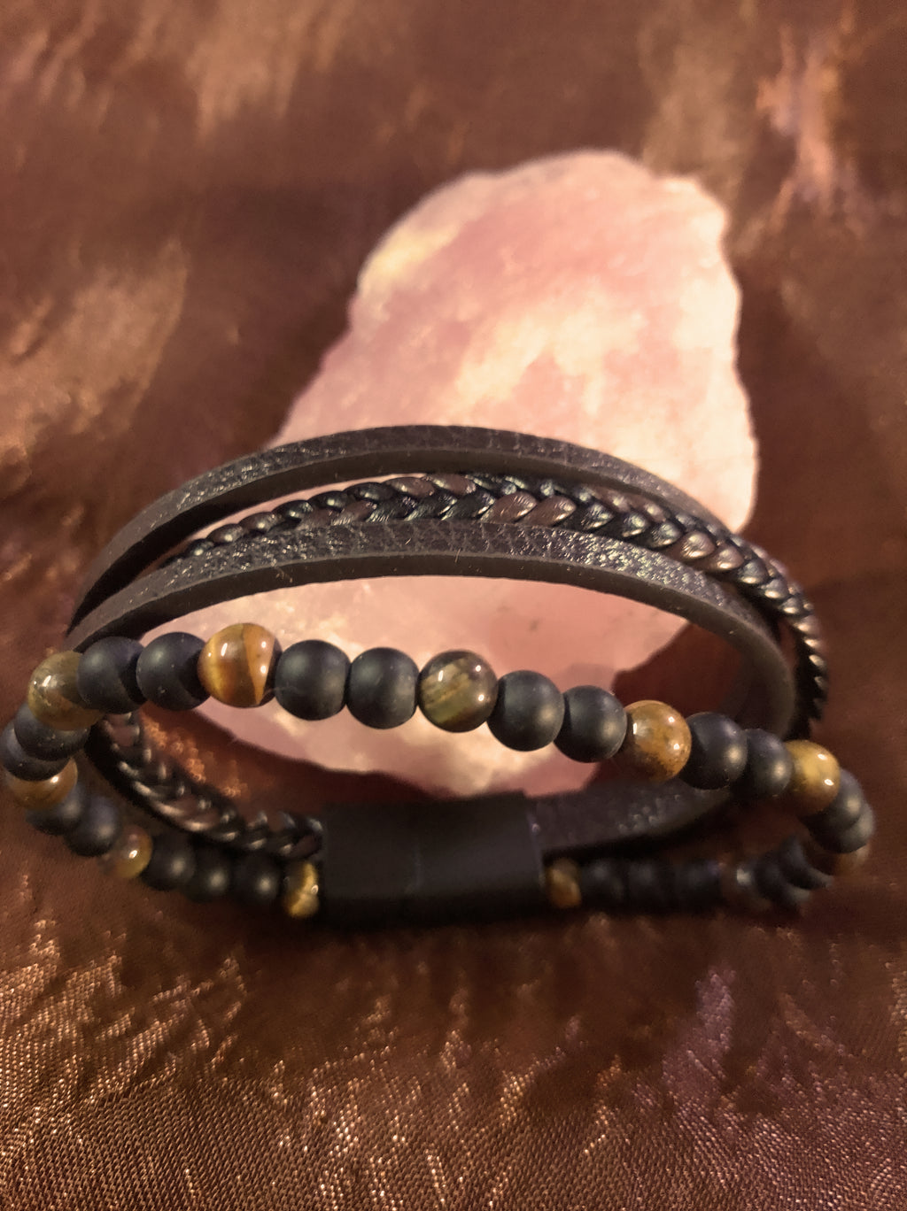 Bracelet en cuir marron de 21 cm
