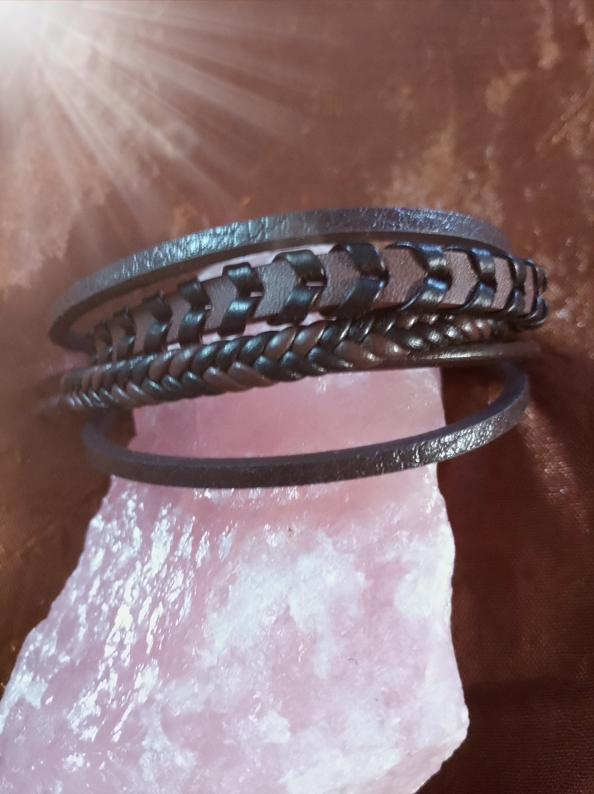 bracelet en cuir marron de 21 cm